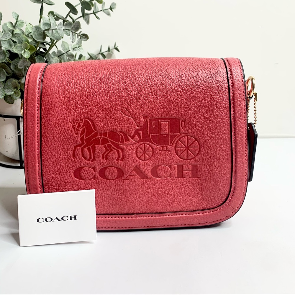Coach Saddle Bag With Horse And Carriage Crossbody Bag Gold/Poppy/Vintage Mauve - Picture 14 of 14